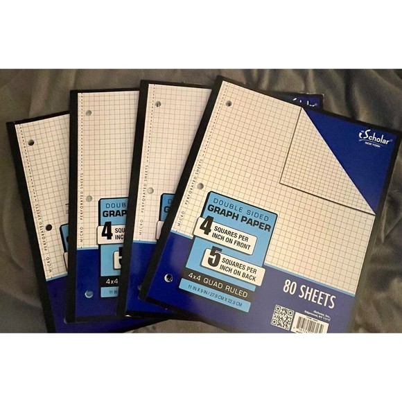 4 pack iScholar Double Sided Graph Paper School Supplies 80 Sheets Each - Picture 1 of 5